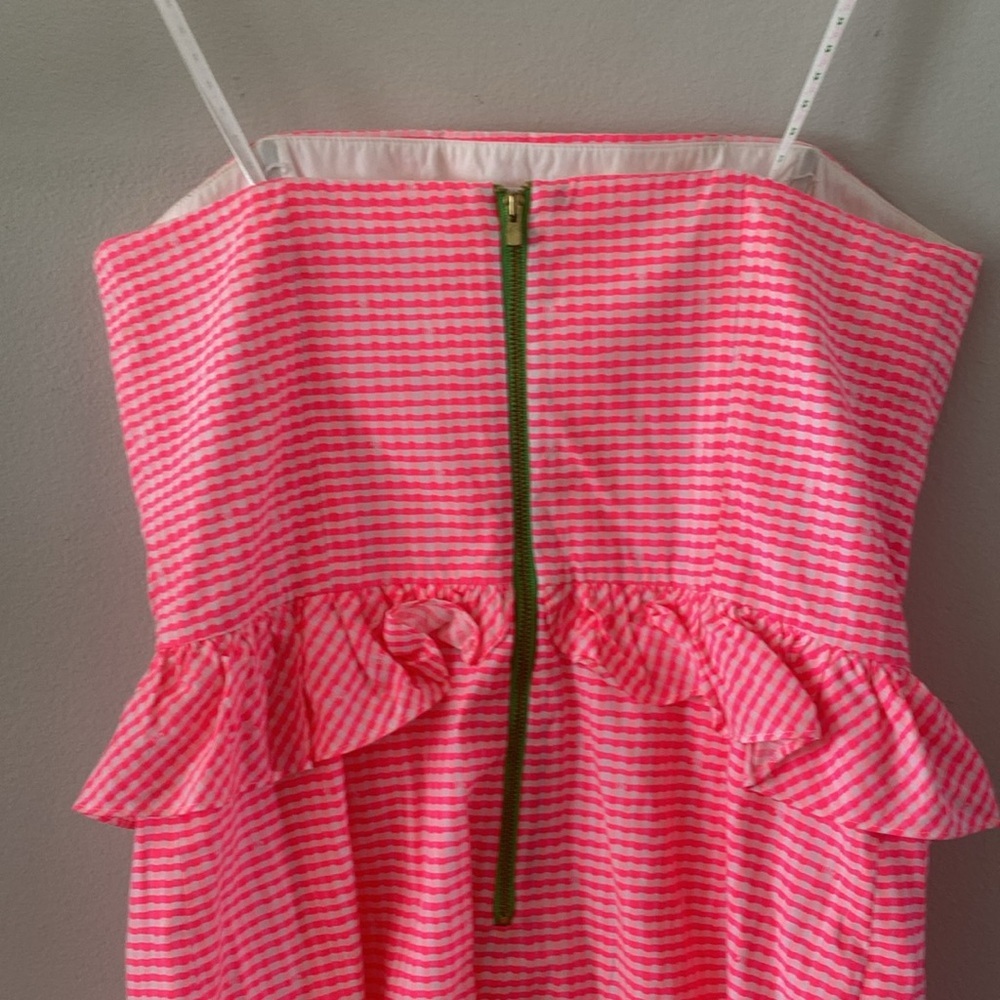 Lily Pulitzer Lowe strapless peplum dress size 6 strapless hot pink like new - Picture 6 of 12